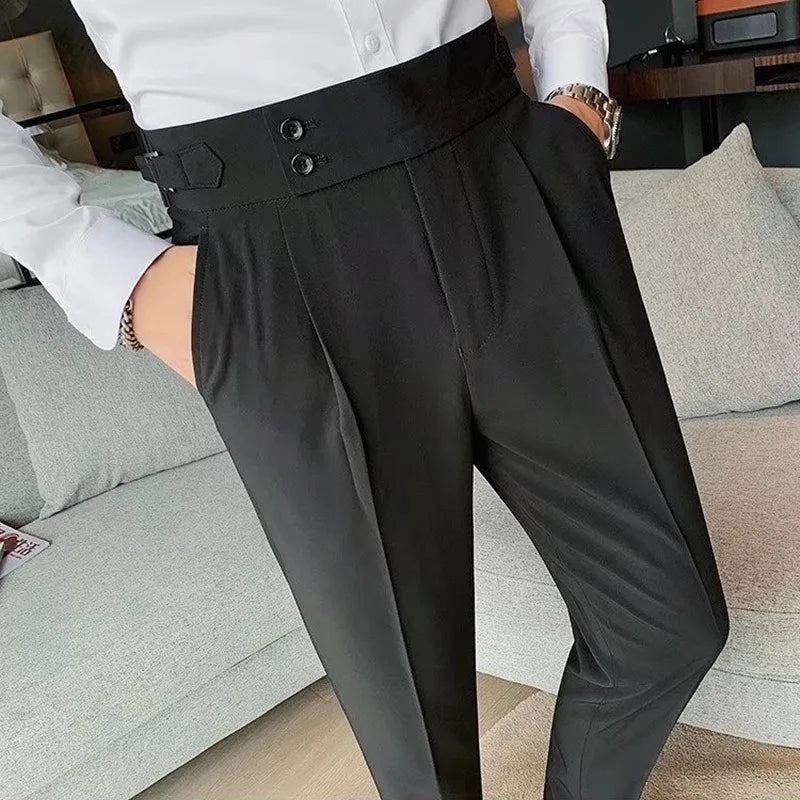 Korean Style Naples Suit Pants For Men Smart Casual High Waist Slim Fit Pencil Trousers Spring Summer Fashion Youth England Pant