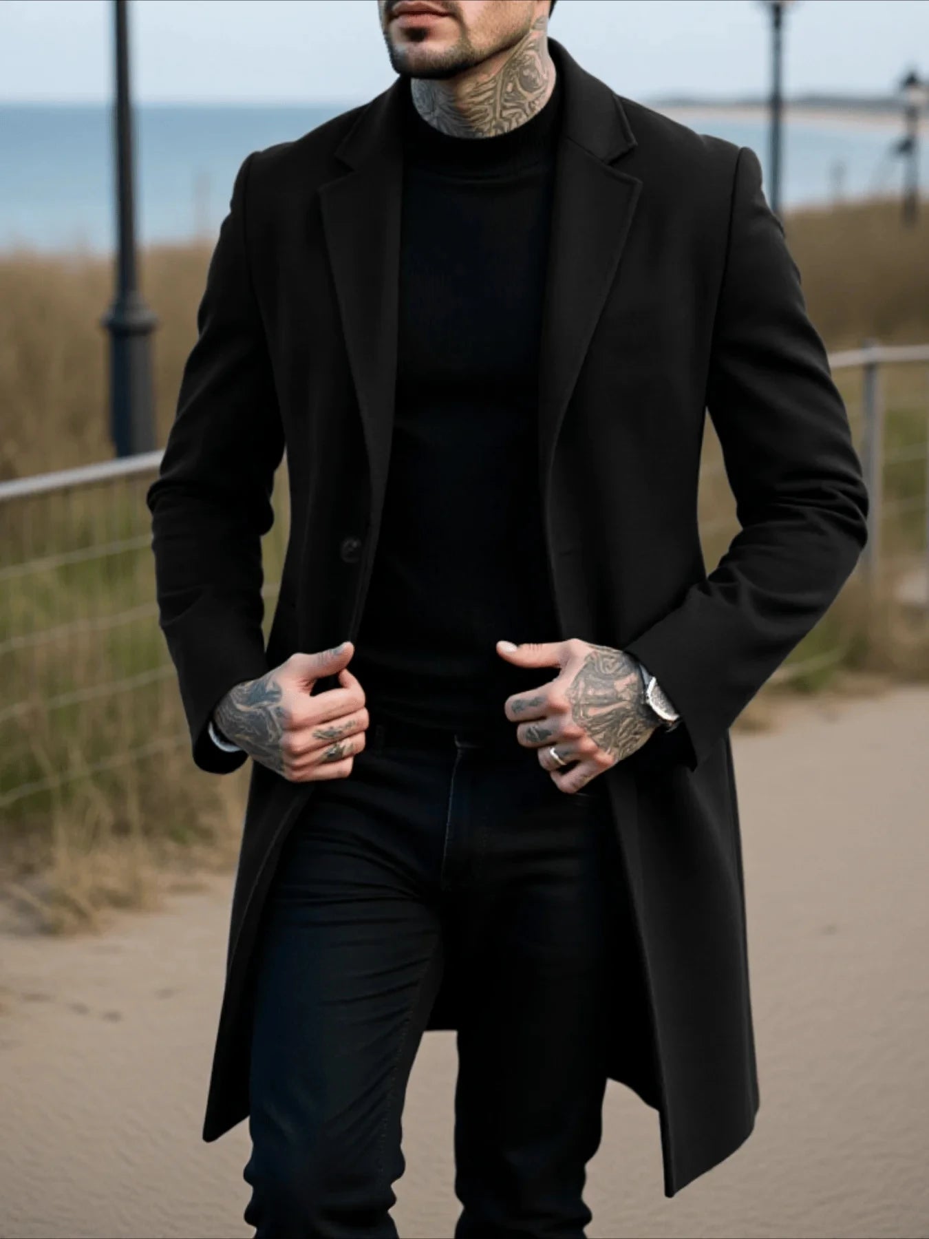 Single-Breasted Thickened Woolen Overcoat Autumn/Winter Classic Tailoring With Modern Minimalist Design Casual Commute Warmth