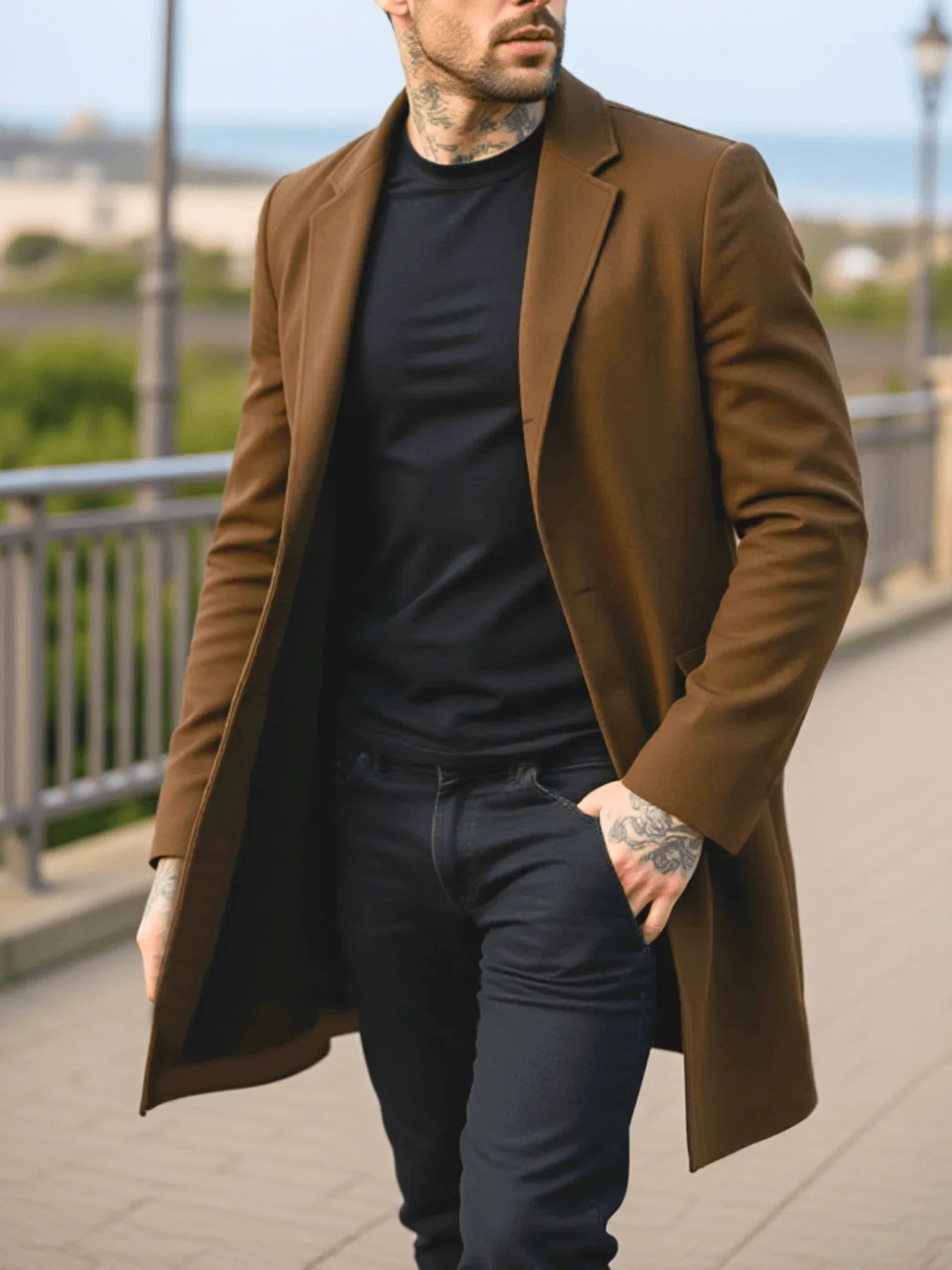 Single-Breasted Thickened Woolen Overcoat Autumn/Winter Classic Tailoring With Modern Minimalist Design Casual Commute Warmth