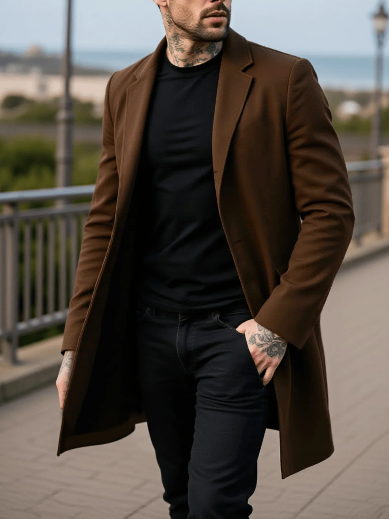 Single-Breasted Thickened Woolen Overcoat Autumn/Winter Classic Tailoring With Modern Minimalist Design Casual Commute Warmth