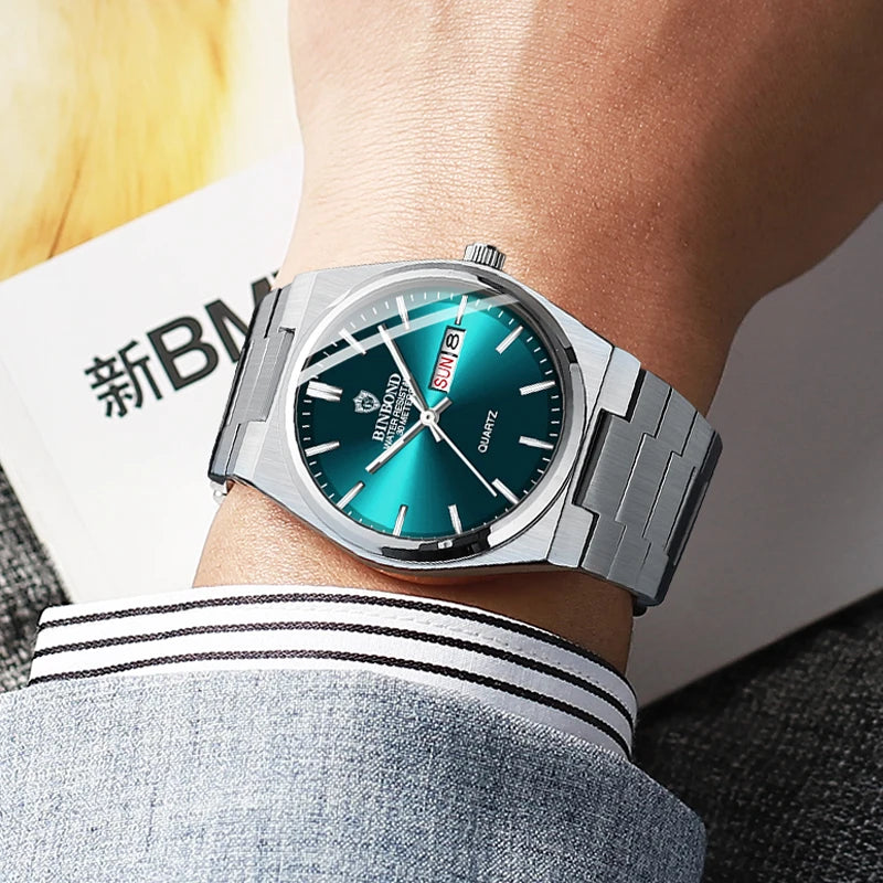 BINBOND Luxury Men's Business Watch - Waterproof Quartz Stainless Steel